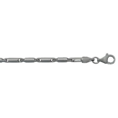 2.4mm Rhodium Plated Bullet Chain - 30" Length, Sterling Silver